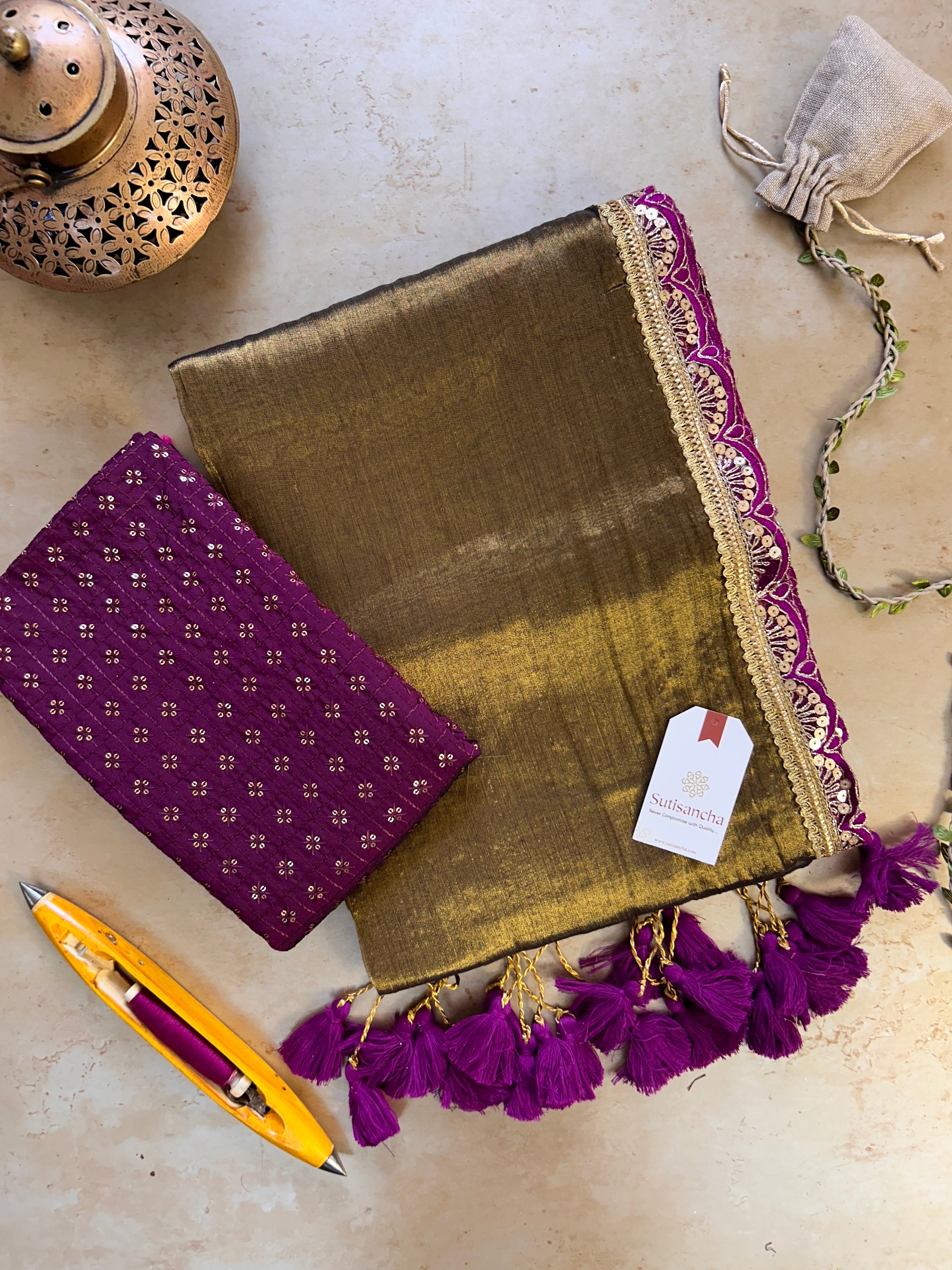 The Luxe Gleam Tissue Cotton Saree