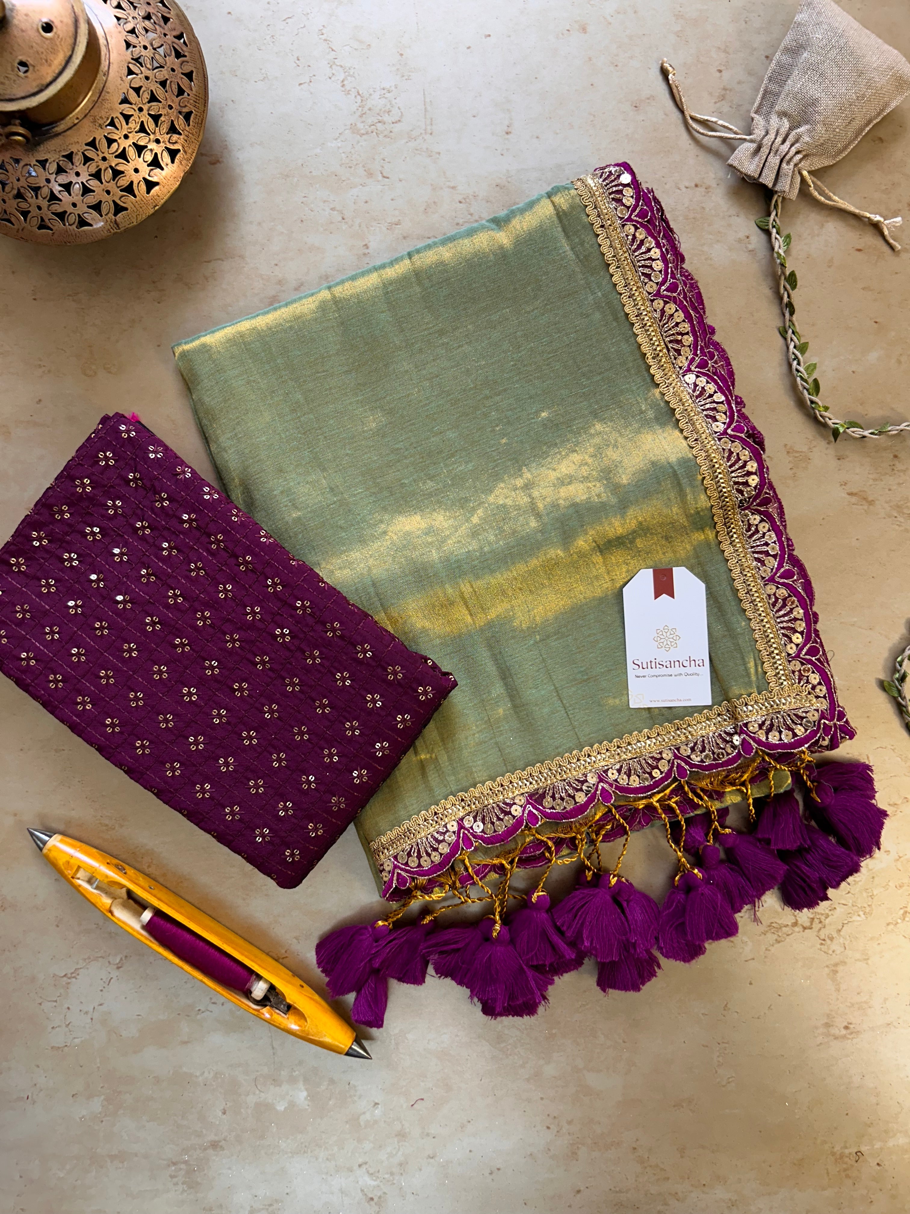 The Luxe Gleam Tissue Cotton Saree