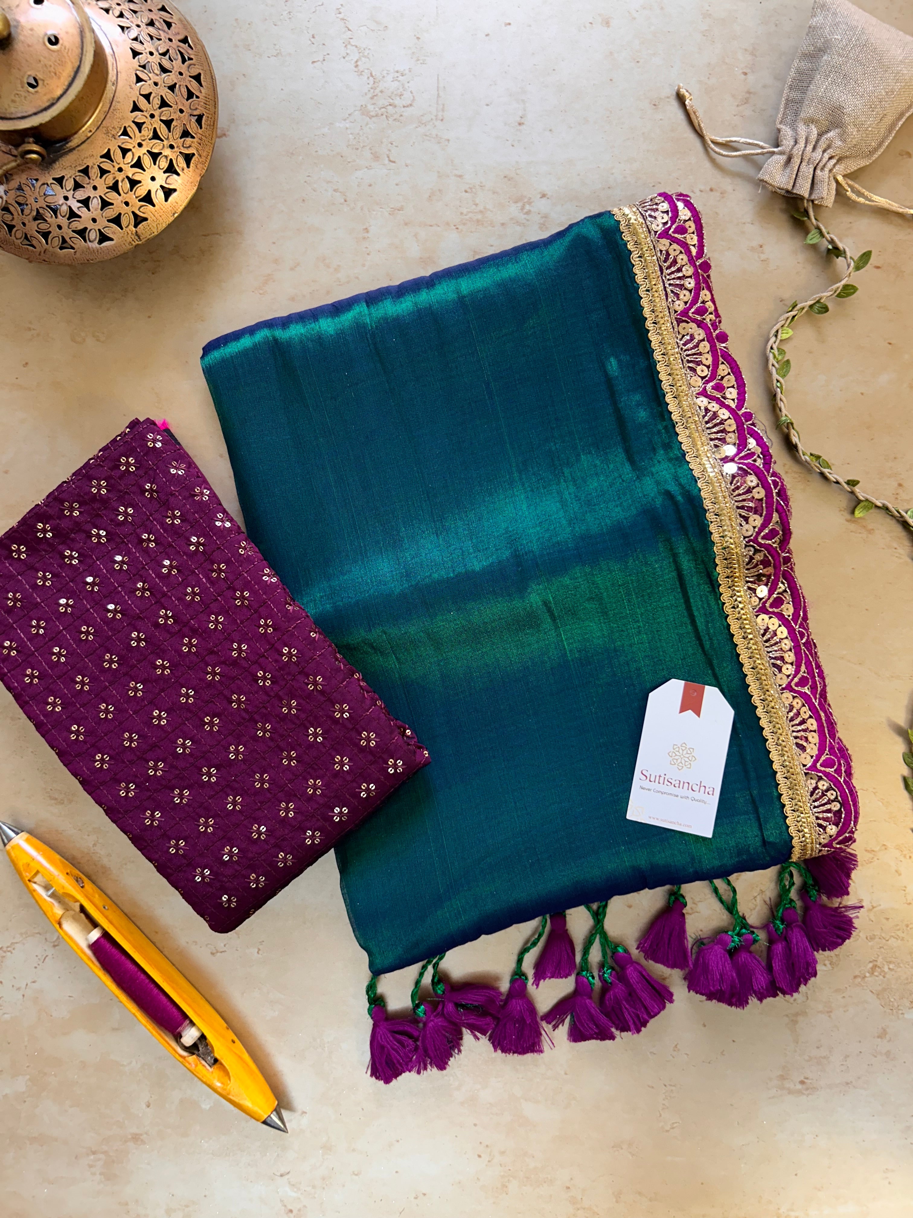 The Luxe Gleam Tissue Cotton Saree