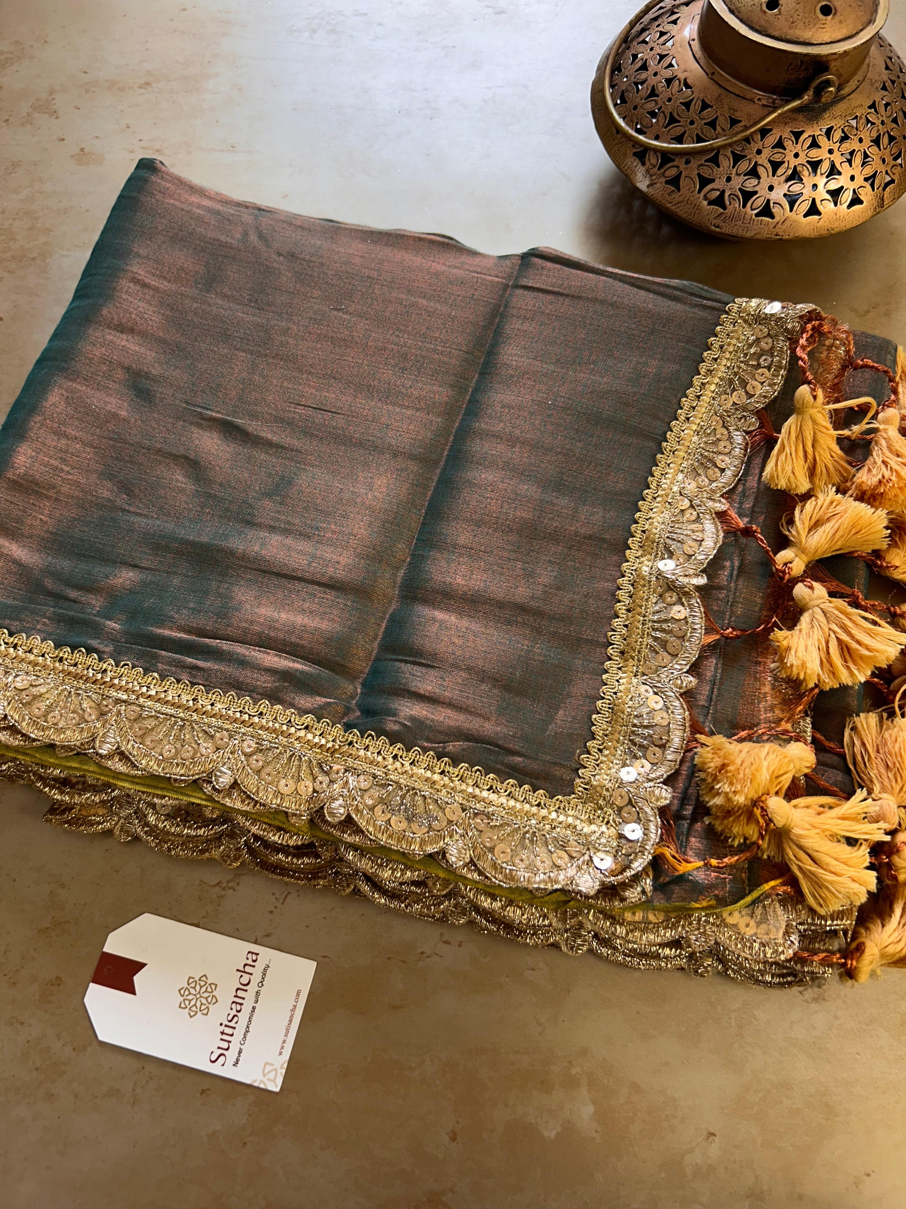 The Luxe Gleam Tissue Cotton Saree