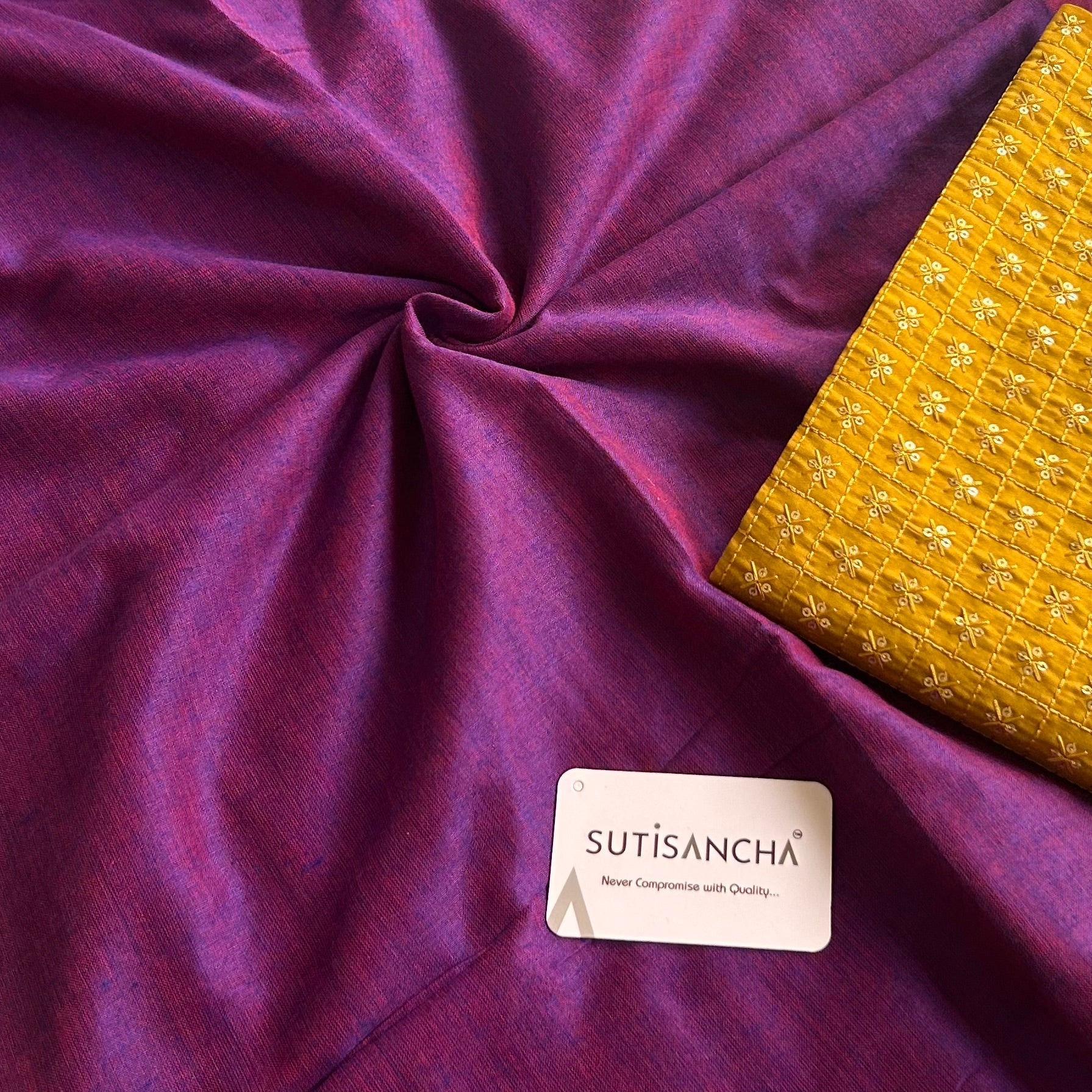 Sutisancha Plum purple cotton Saree designer work Blouse