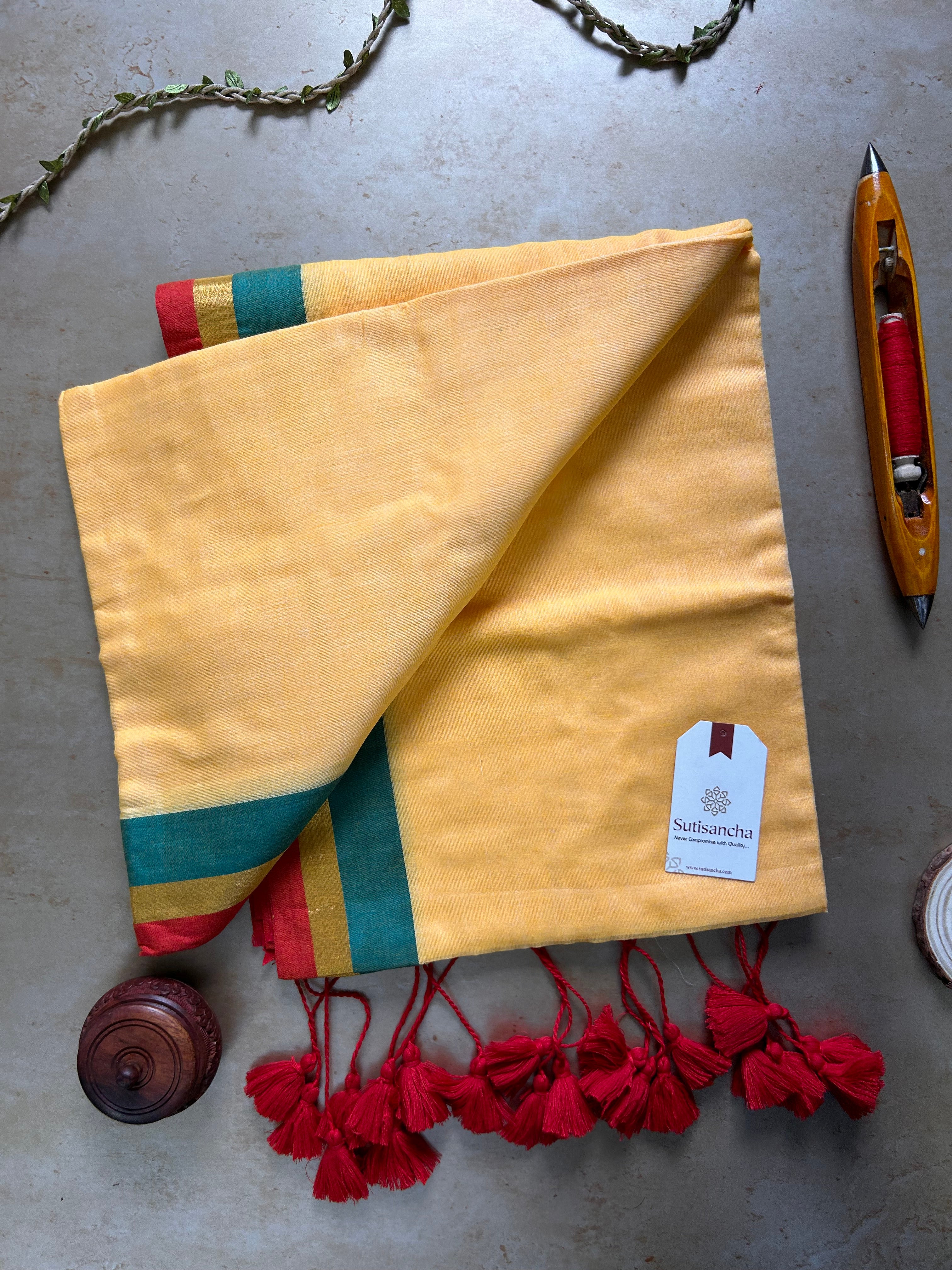 Border Bliss Mul Cotton Saree by Sutisancha