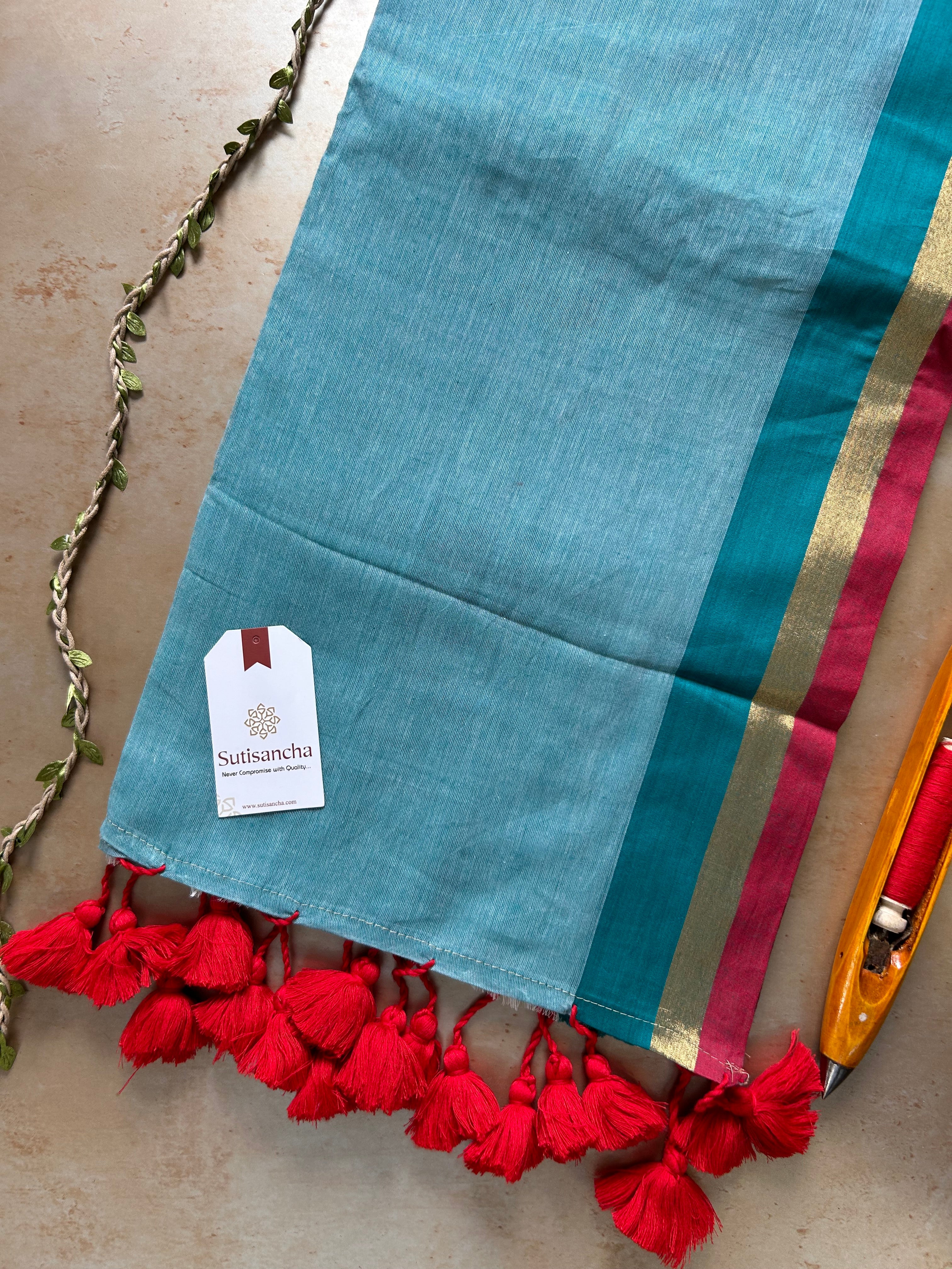 Border Bliss Mul Cotton Saree by Sutisancha