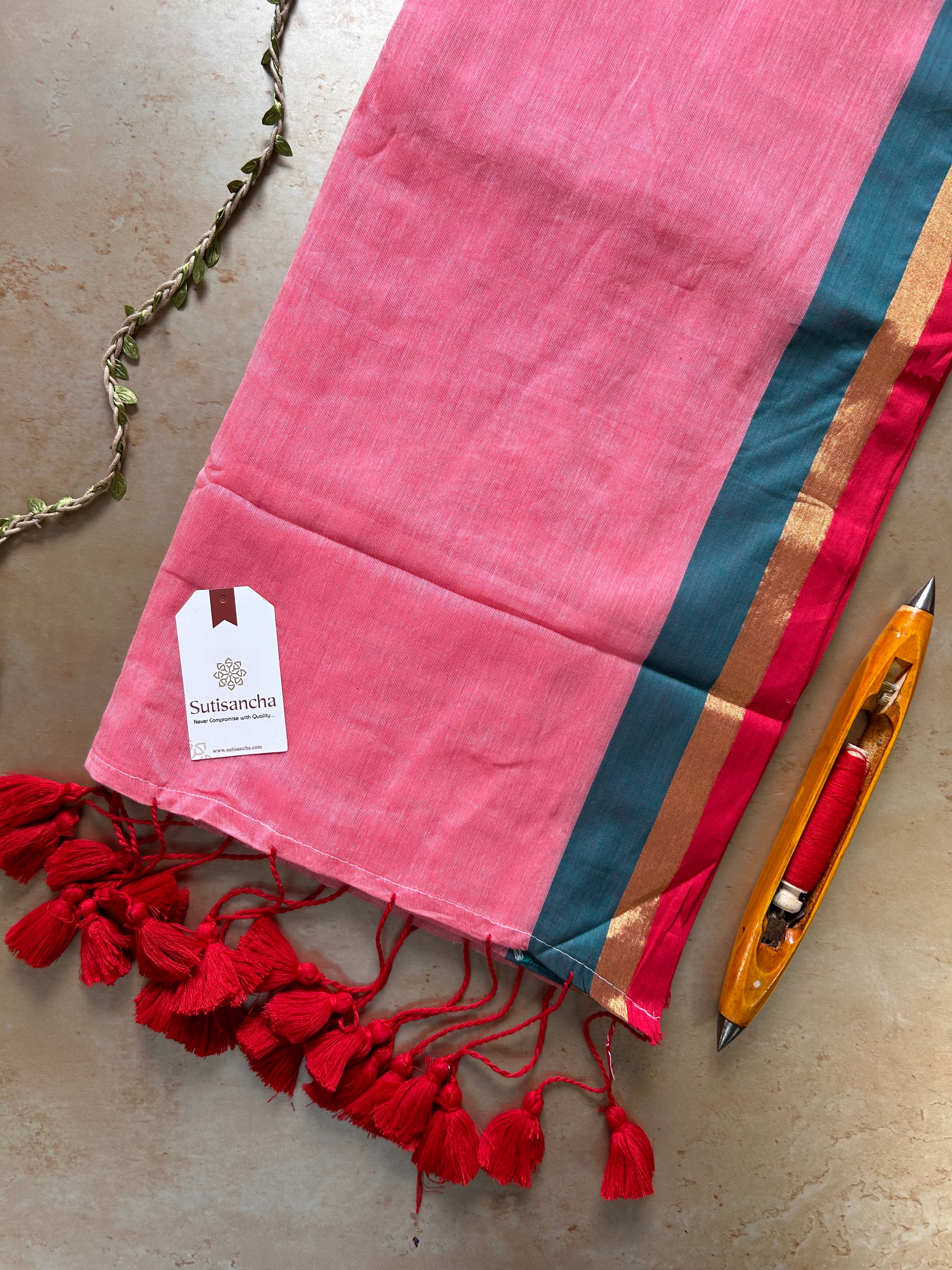 Border Bliss Mul Cotton Saree by Sutisancha