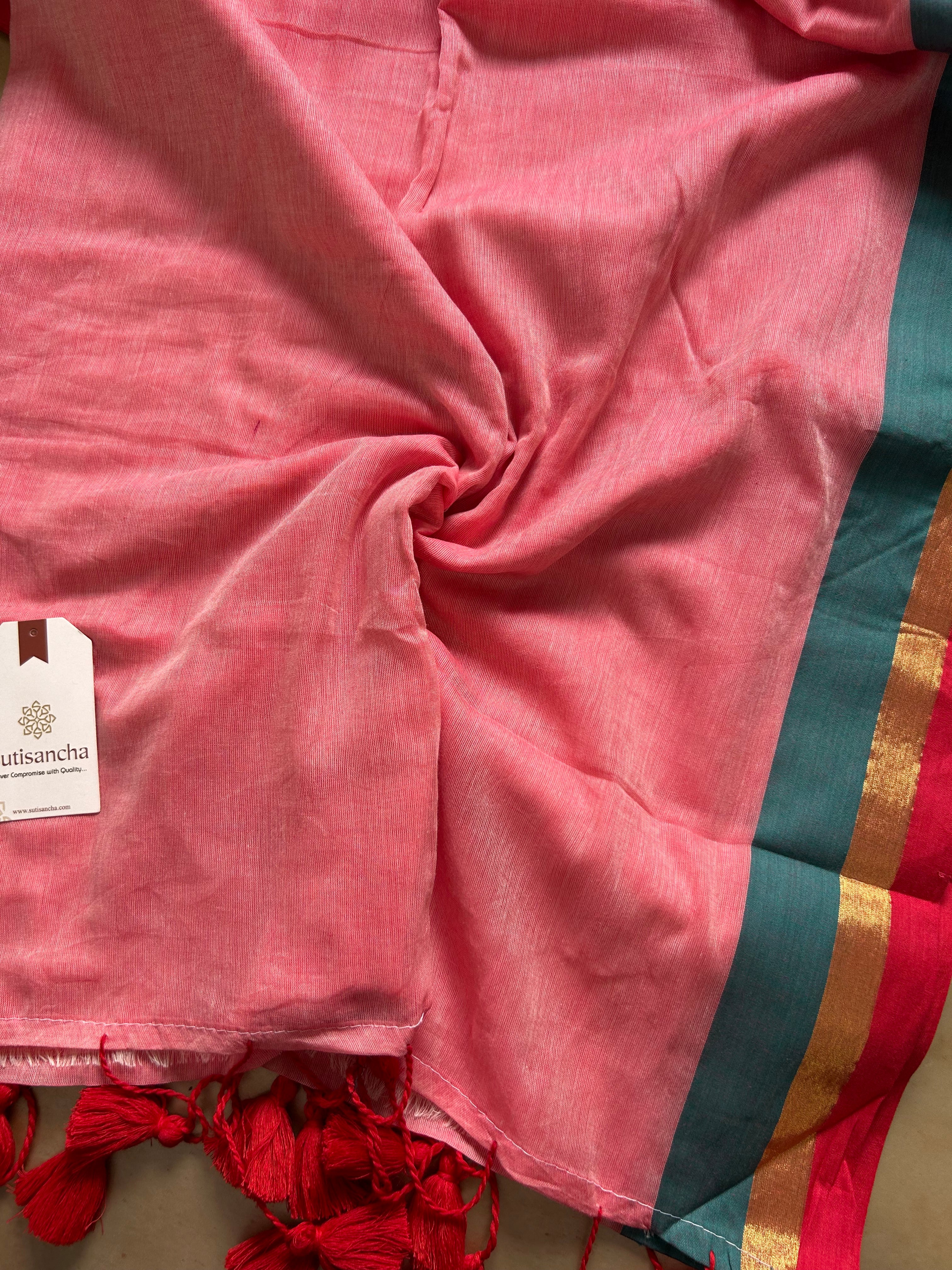Border Bliss Mul Cotton Saree by Sutisancha