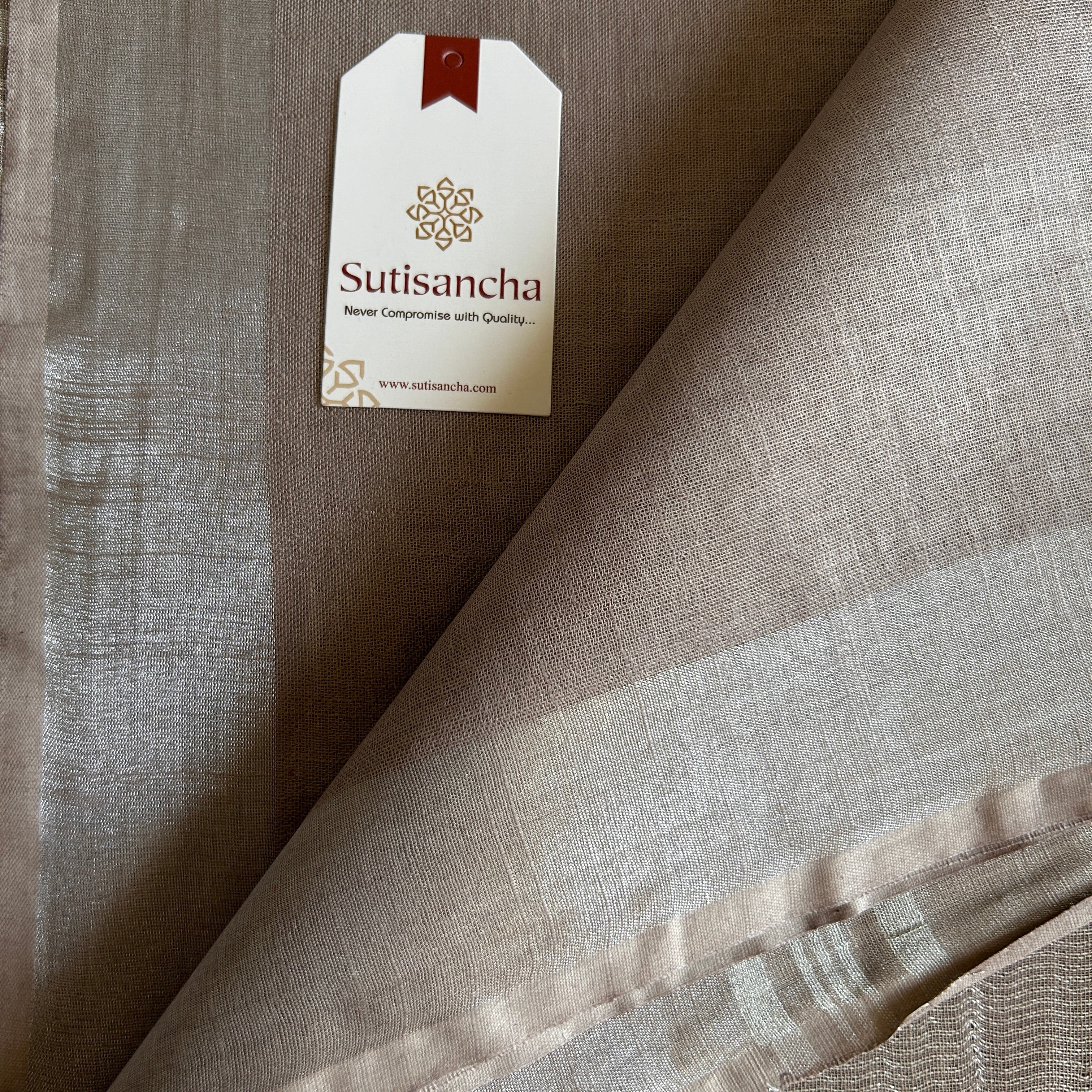 Sutisancha ivory Linen Saree