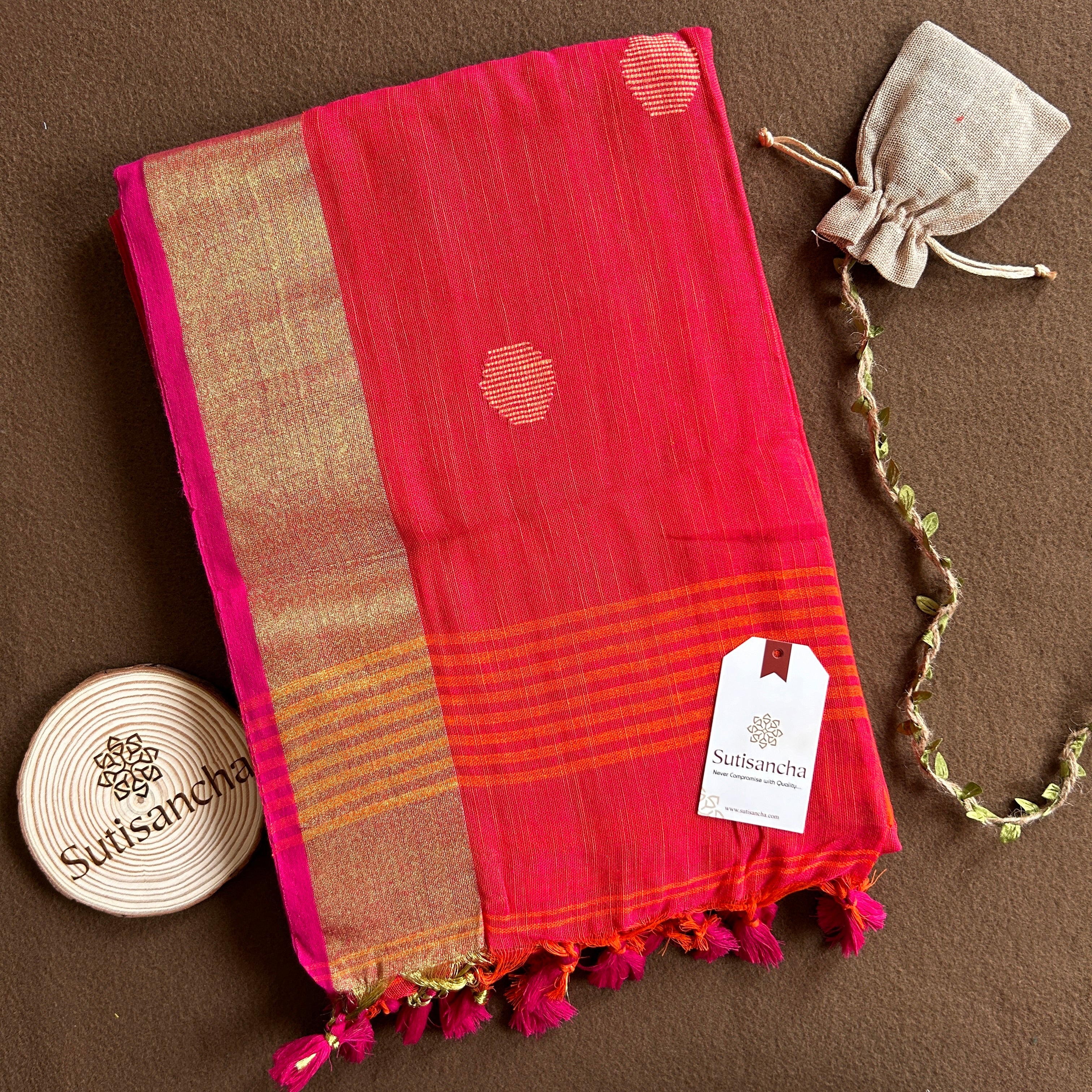 SutiSancha Woven Heritage Handloom Cotton Saree