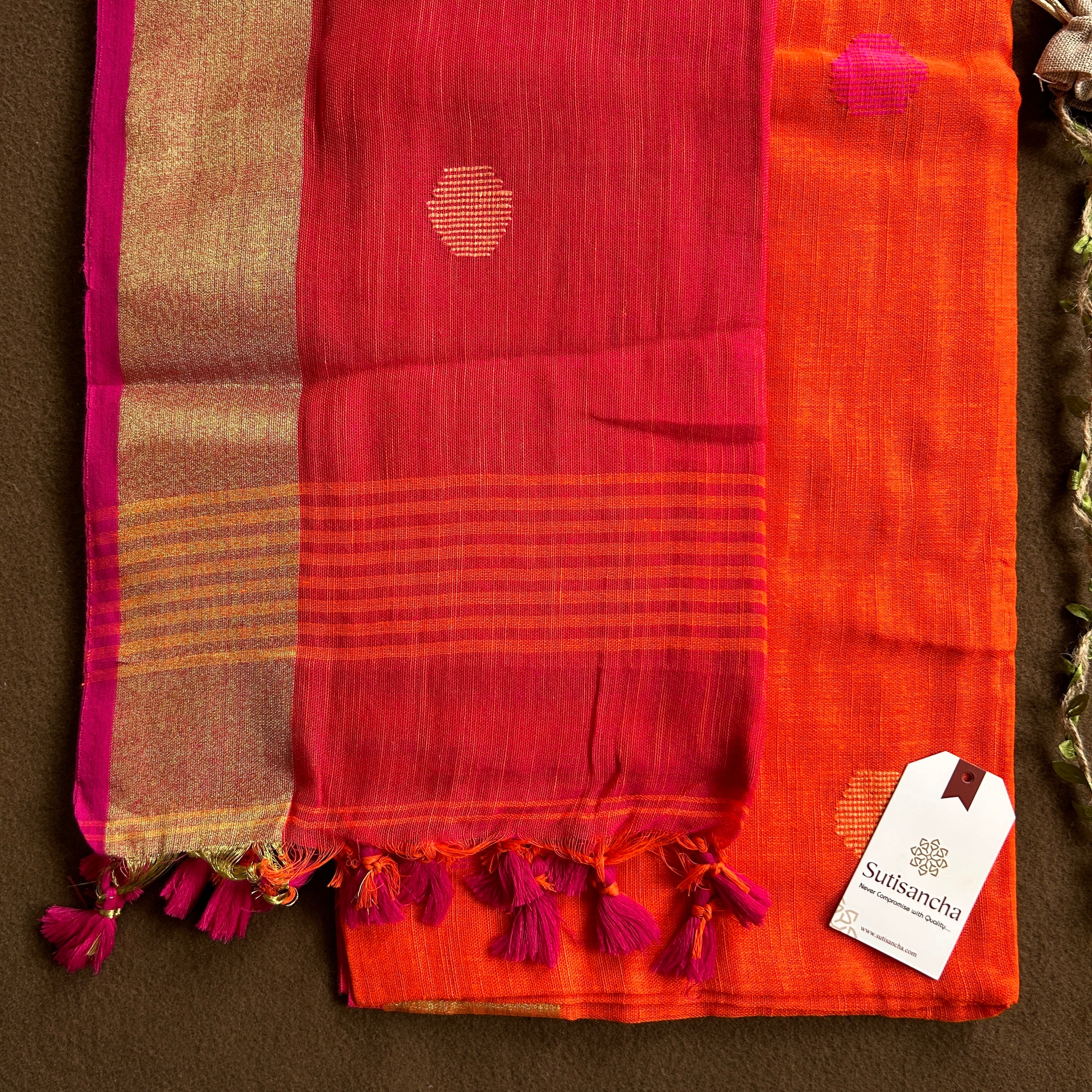 SutiSancha Woven Heritage Handloom Cotton Saree