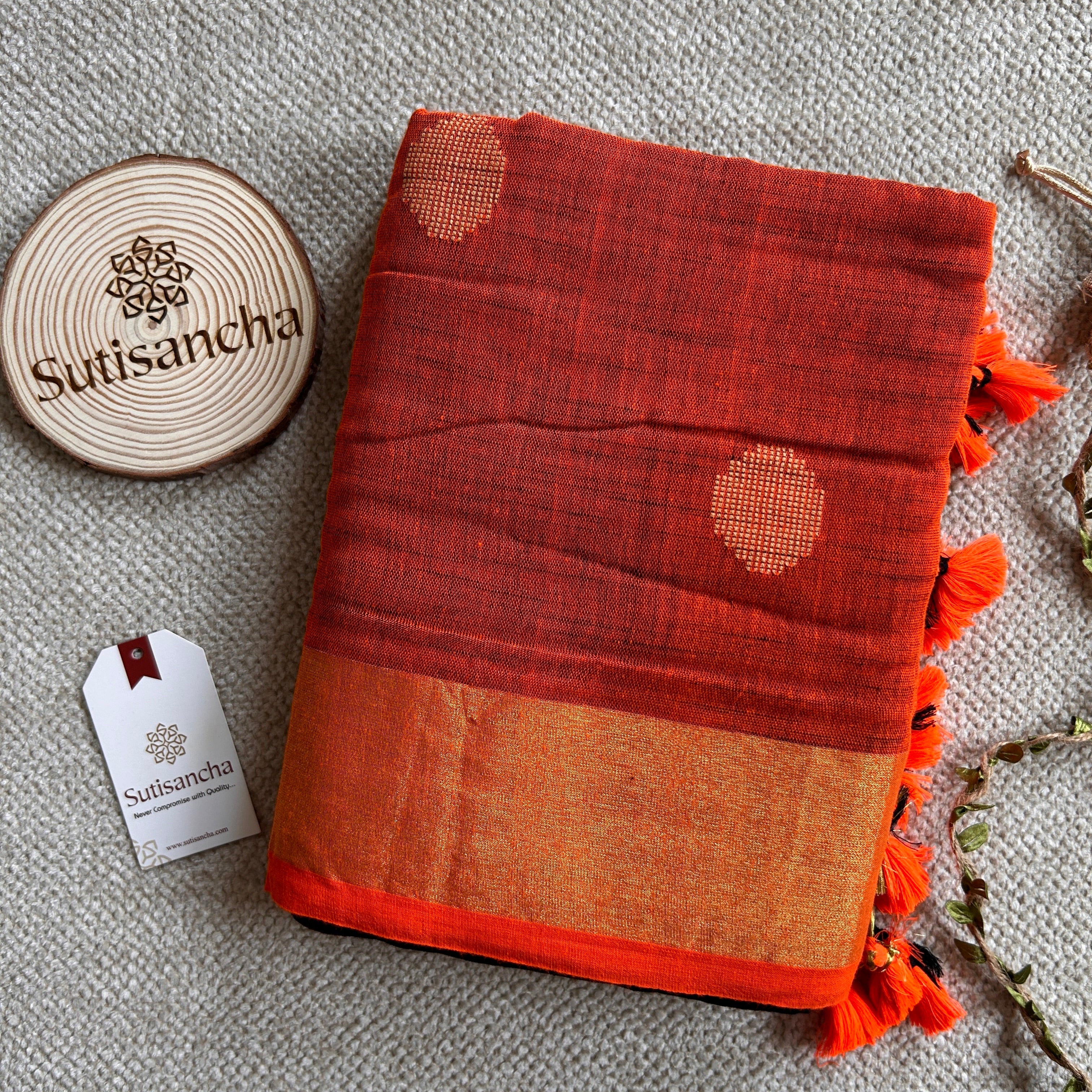 SutiSancha Woven Heritage Handloom Cotton Saree