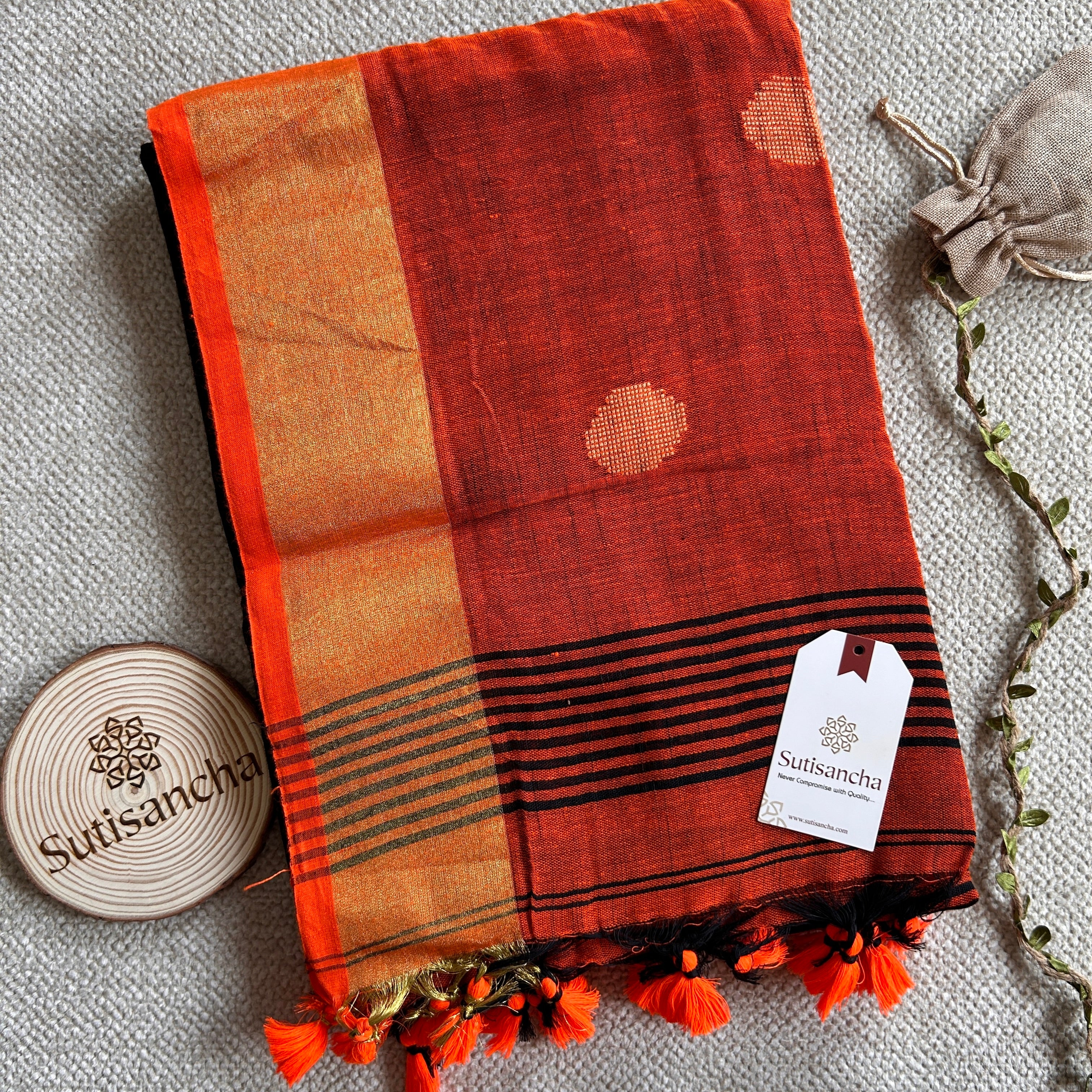 SutiSancha Woven Heritage Handloom Cotton Saree