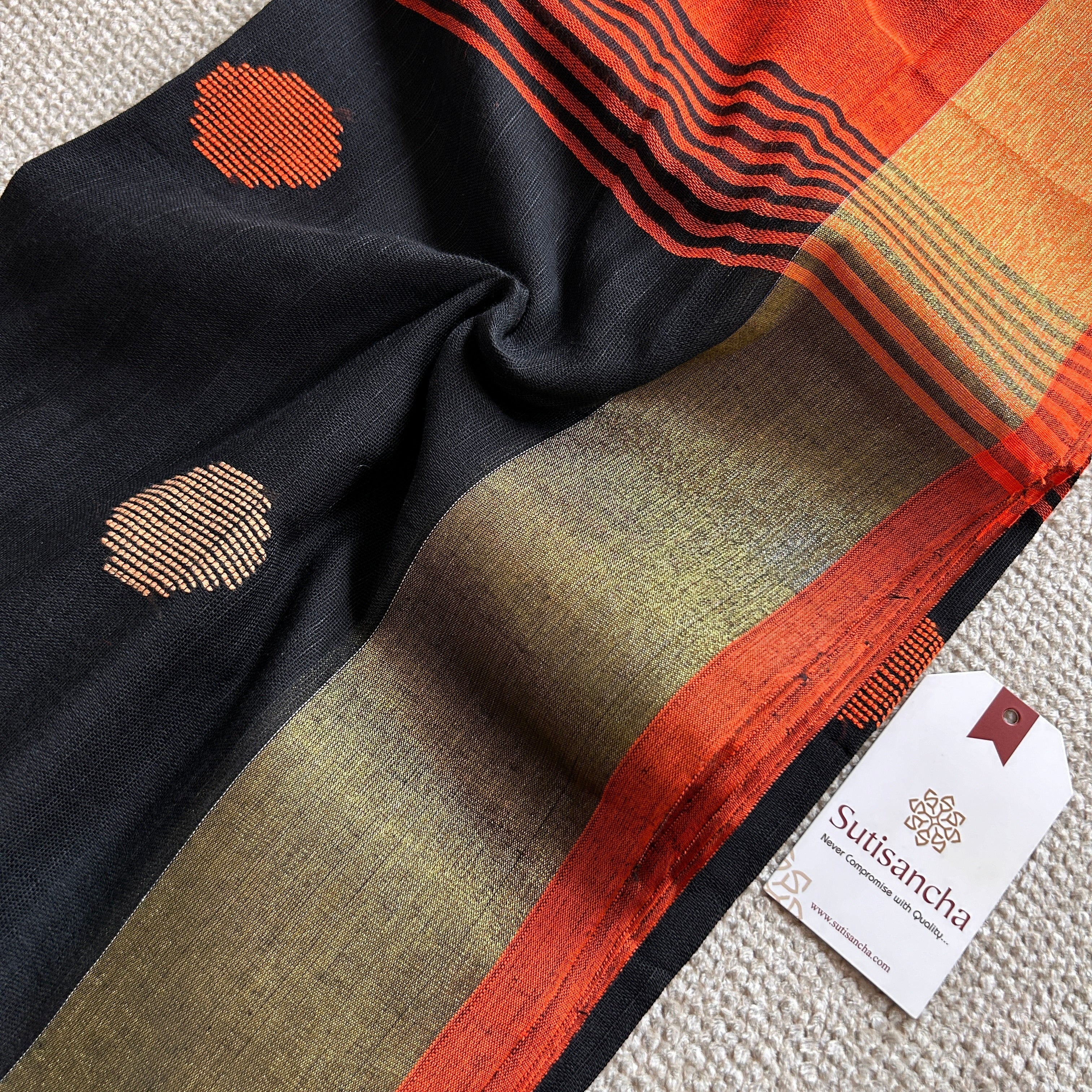 SutiSancha Woven Heritage Handloom Cotton Saree