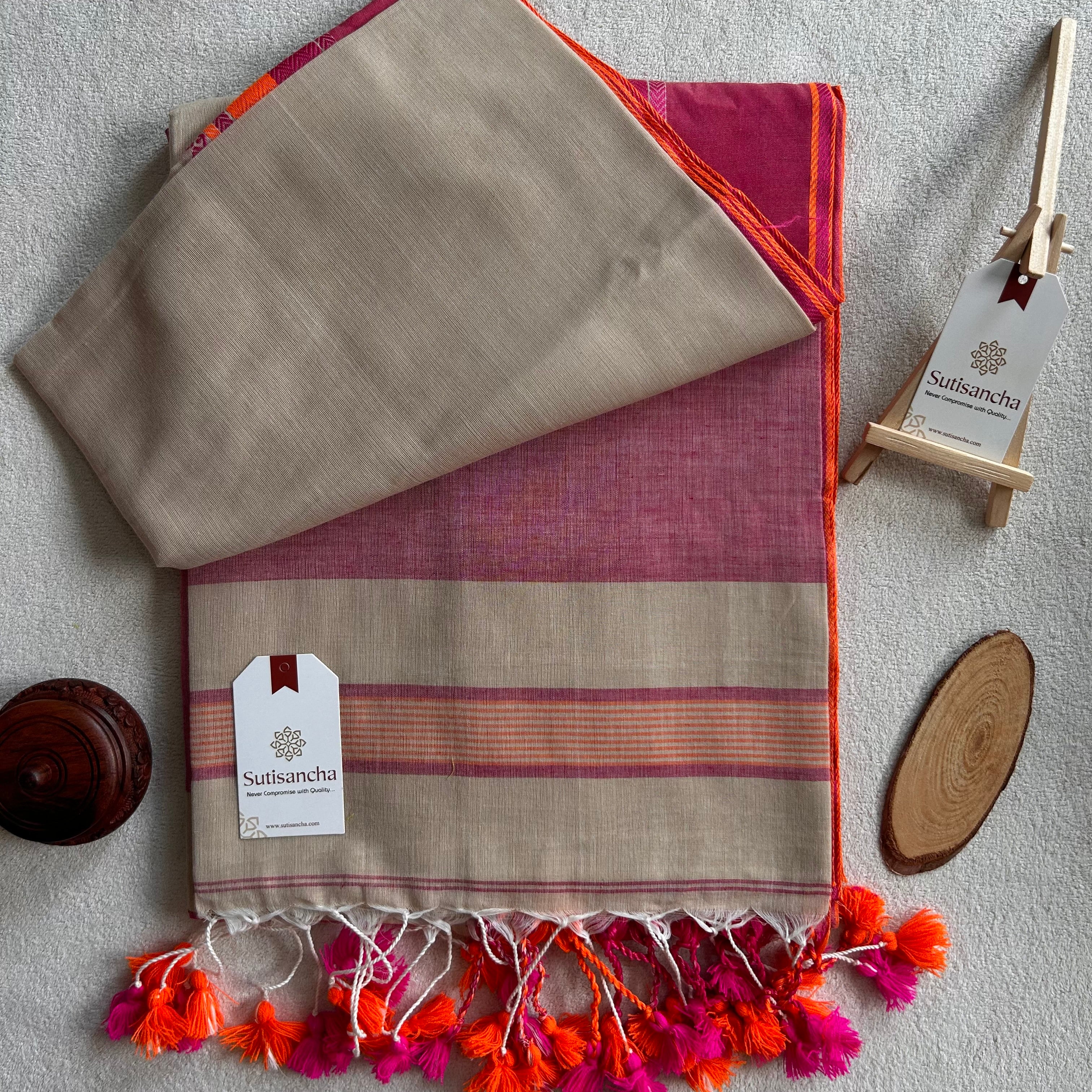 Sutisancha Handwoven Bliss Bengal Cotton Saree