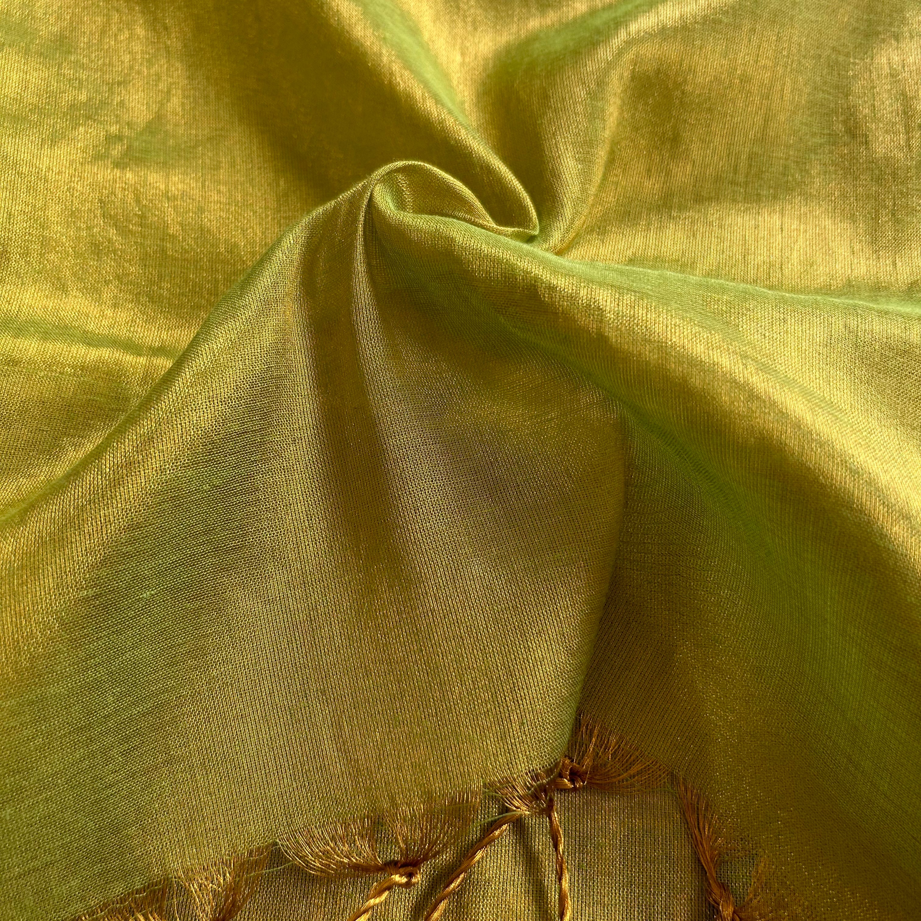 Sutisancha Lime Green Handloom Tissue Saree