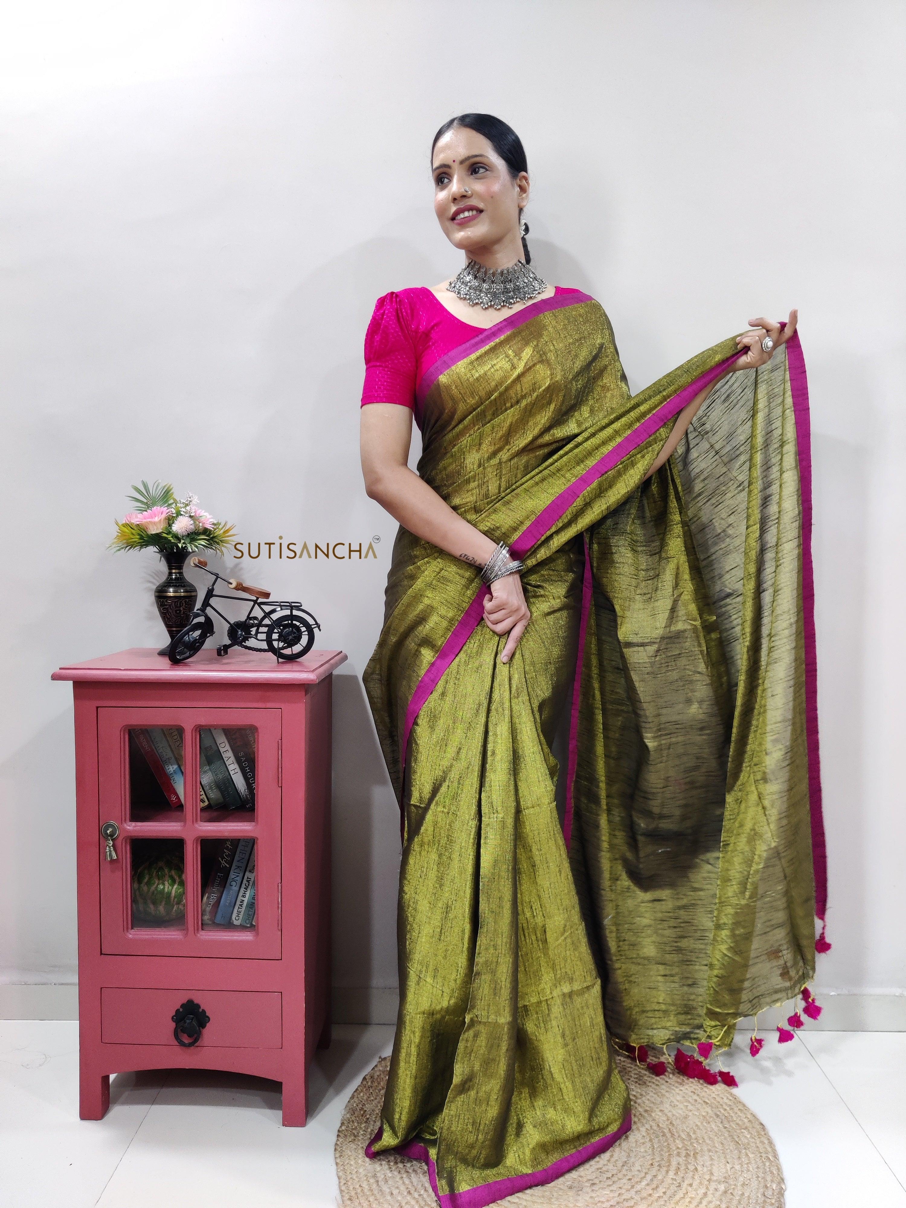 vipul casual & evening wear mehendi colour saree – Vpnam