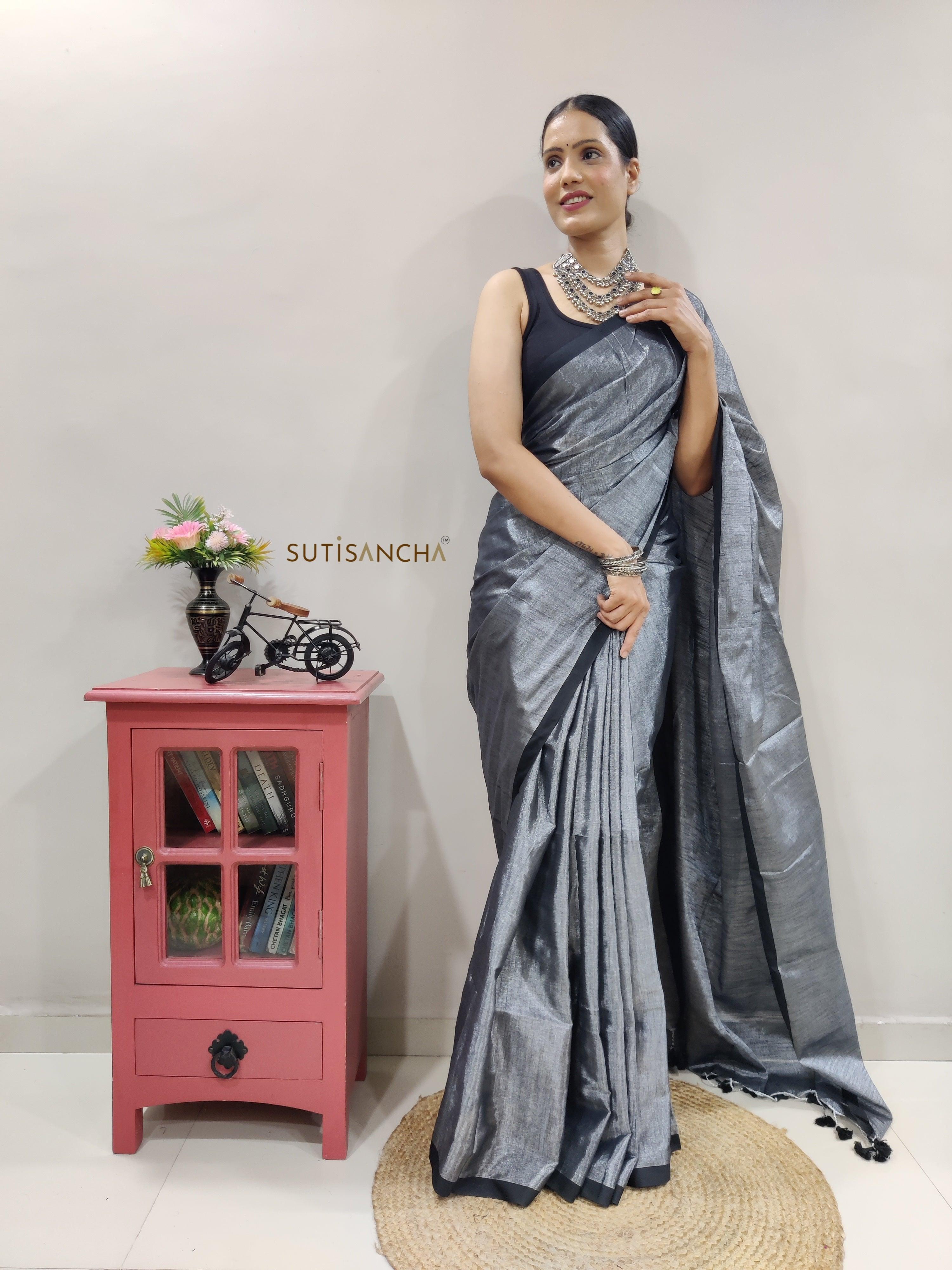 Grey Saree - Buy Best Grey Organza Saree Online By The Weaves