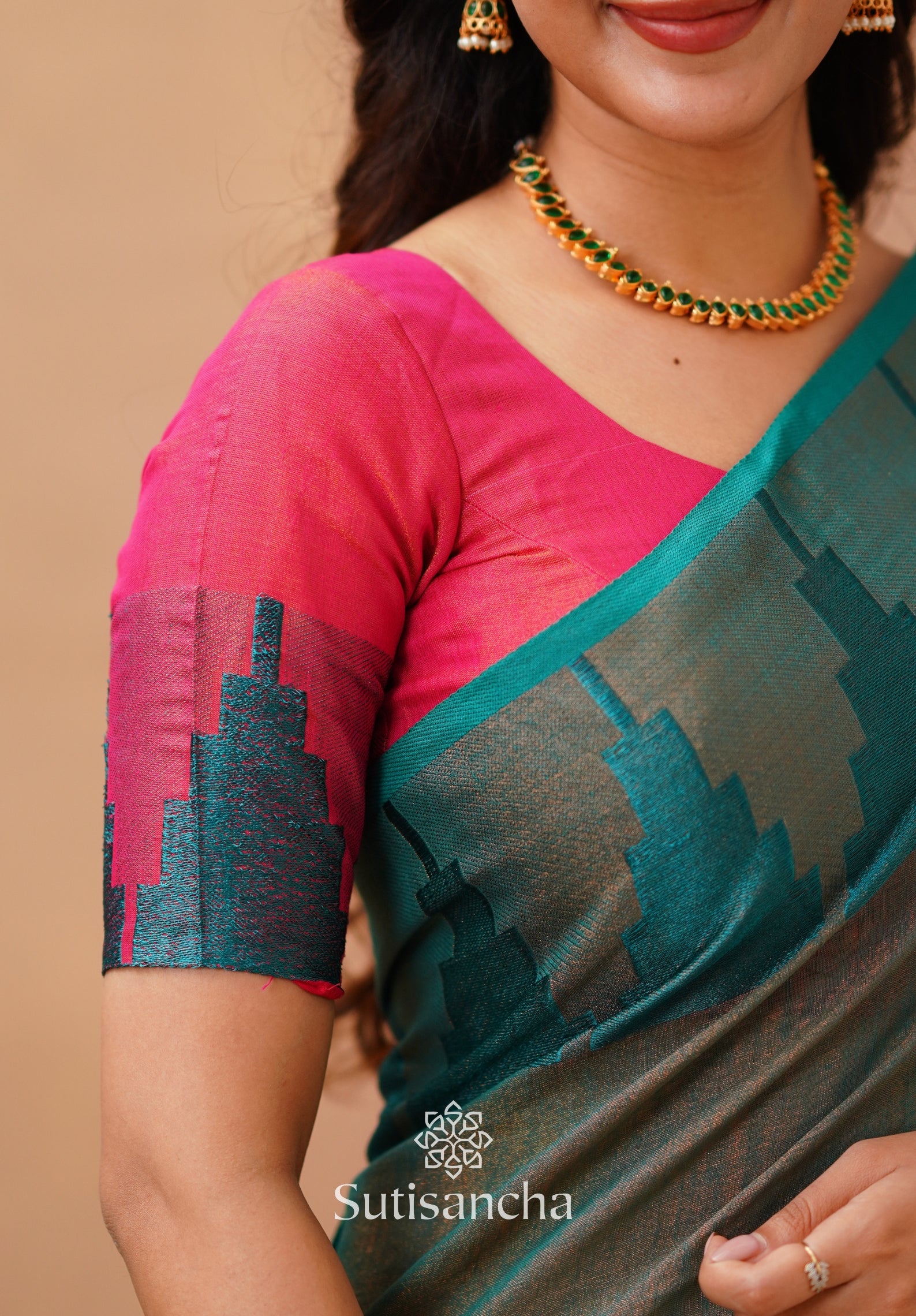 Tissue Cotton Handloom Saree with Artisanal Stepped Border