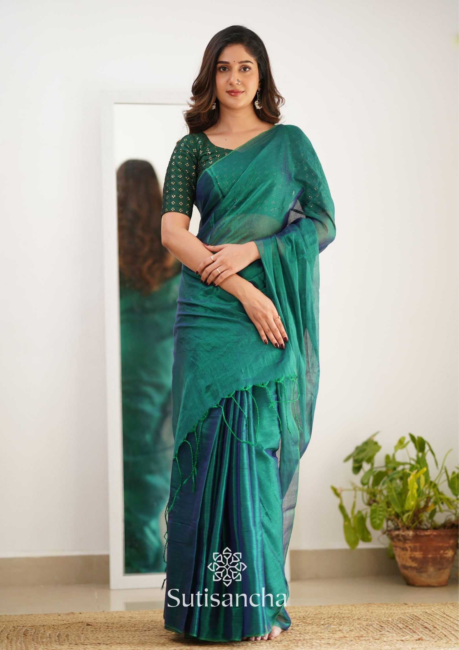 Sutisancha Rama Handloom Tissue Saree With Designer Blouse