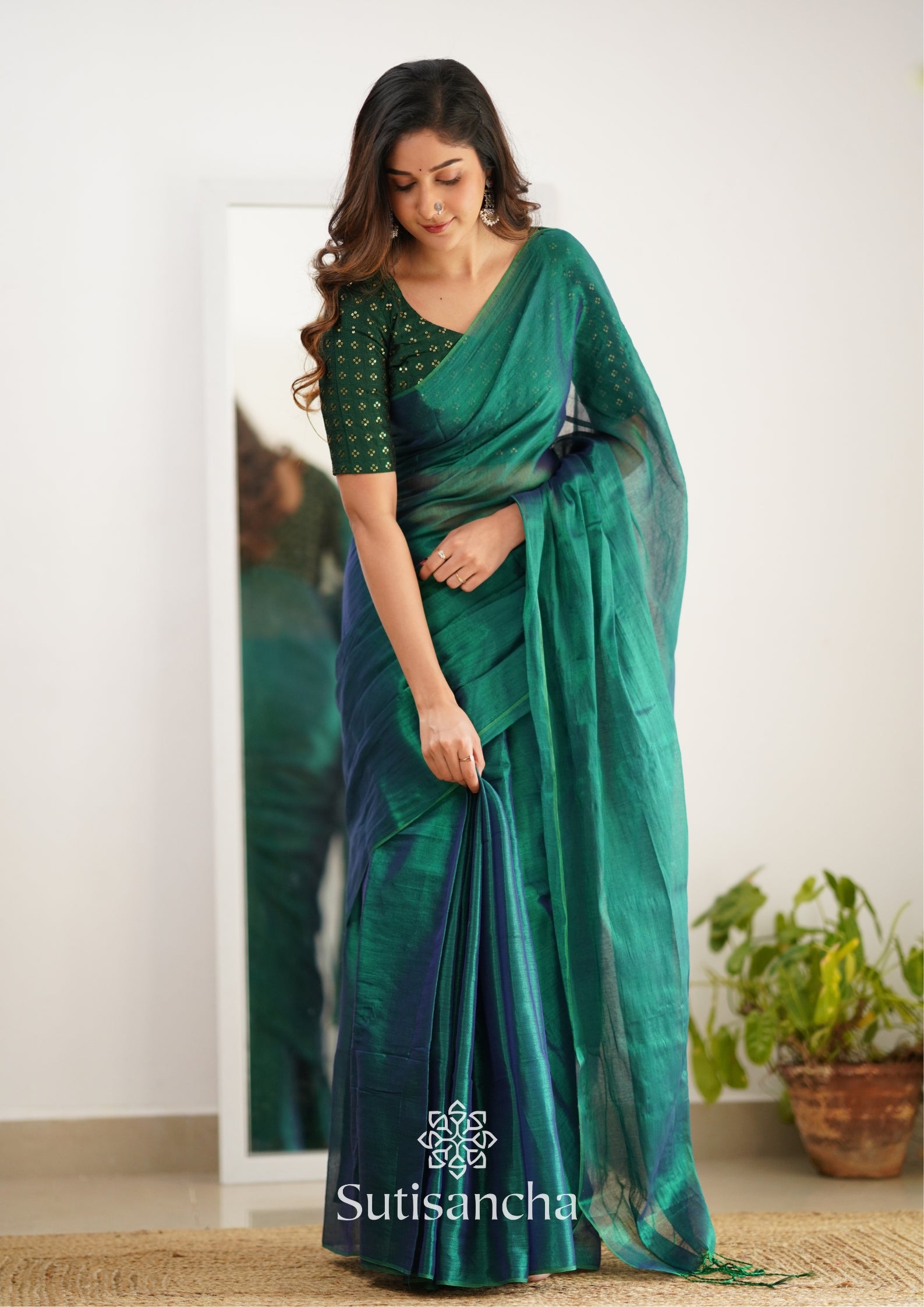 Sutisancha Rama Handloom Tissue Saree With Designer Blouse