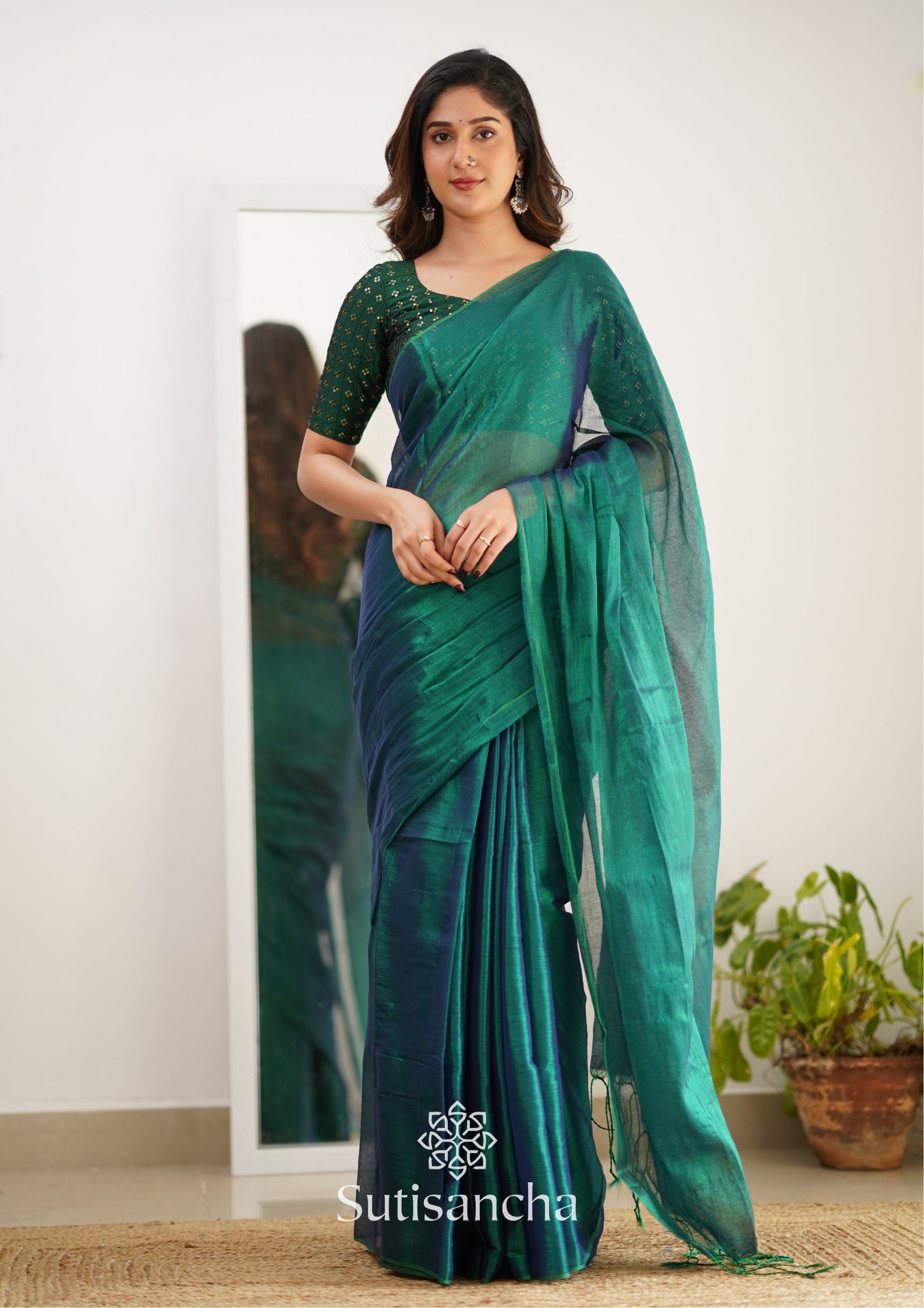 Sutisancha Rama Handloom Tissue Saree With Designer Blouse