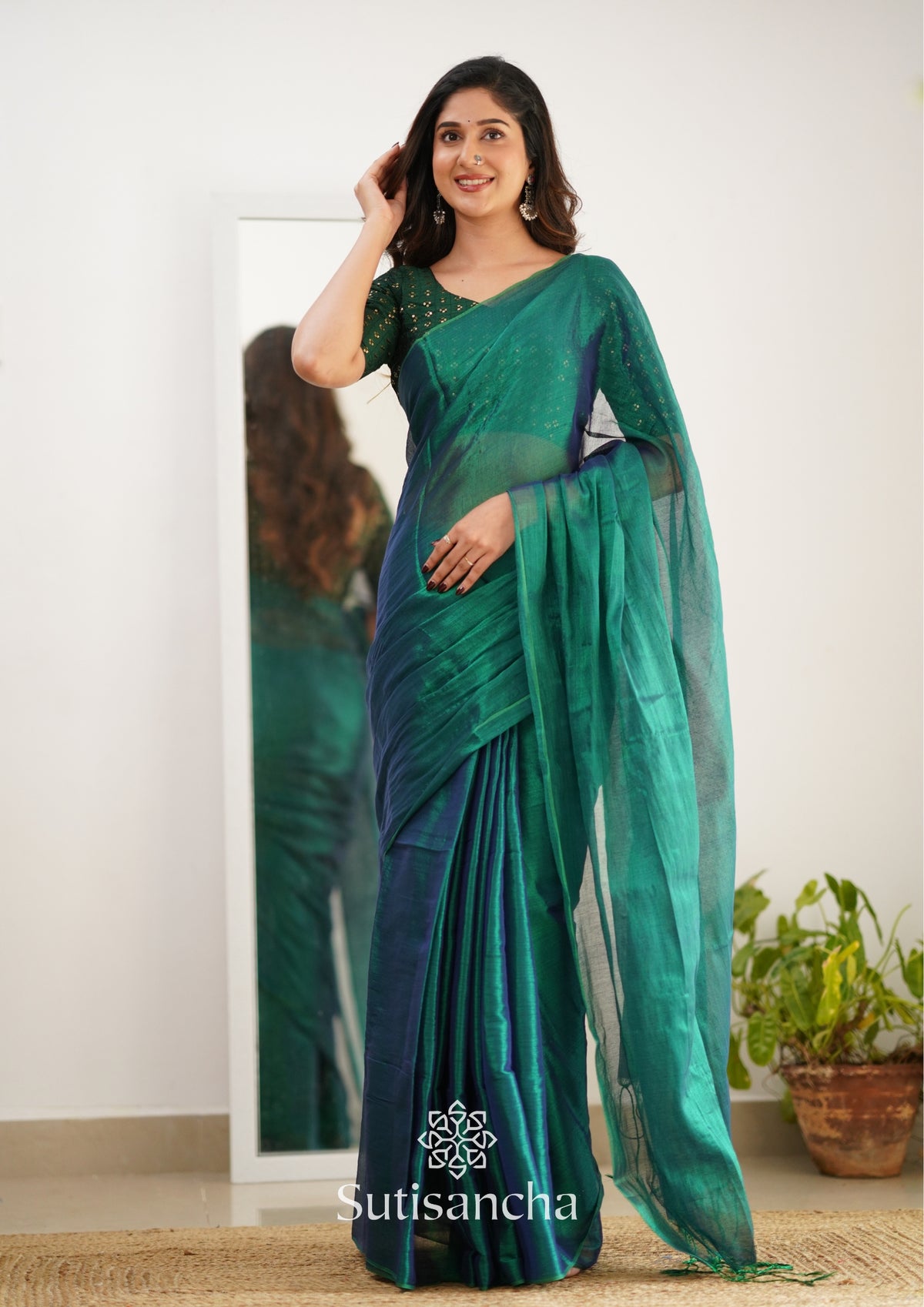 Sutisancha Rama Handloom Tissue Saree With Designer Blouse