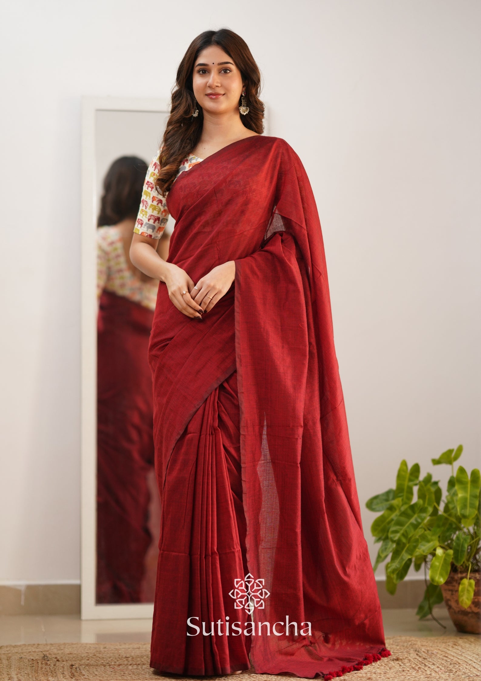 Shop Stylish Plain Sarees with Designer Blouses Online | Frontier raas