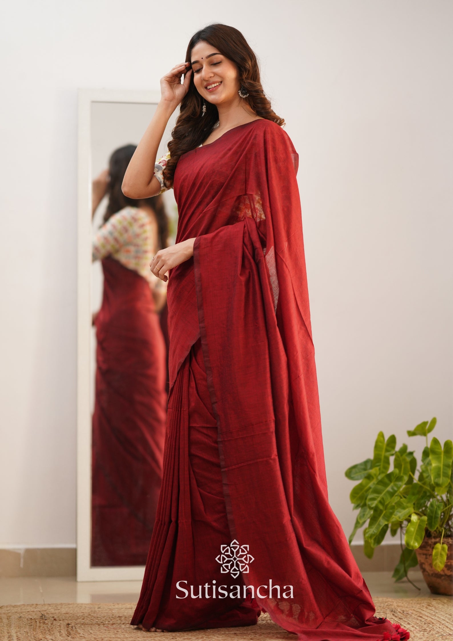 Buy 48/XL Size Maroon Plain Plus Size Sarees Online for Women in USA