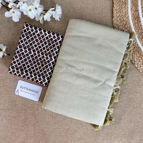 Sutisancha Monk skeen Khadi Saree & Cotton Design Blouse