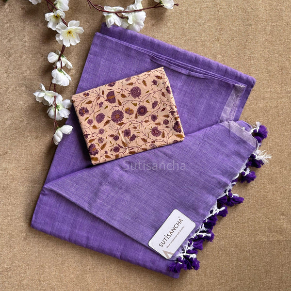 Sutisancha Lovender Khadi Saree & Blossom Blouse