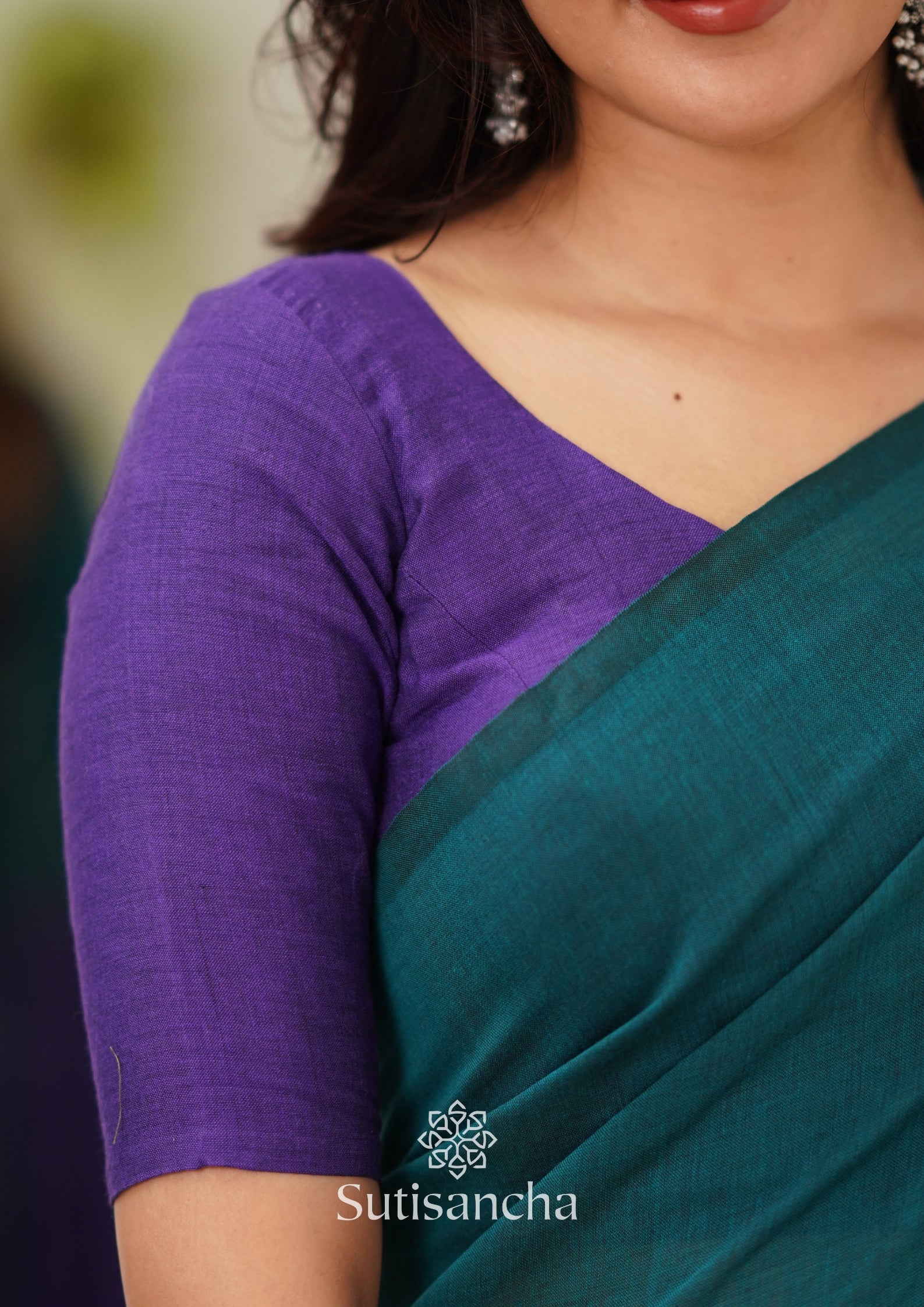 Sutisancha Purple Handloom Cotton Saree