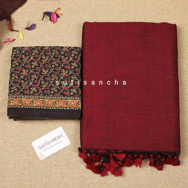 Sutisancha Maroon with Black Gorgeous Blouse